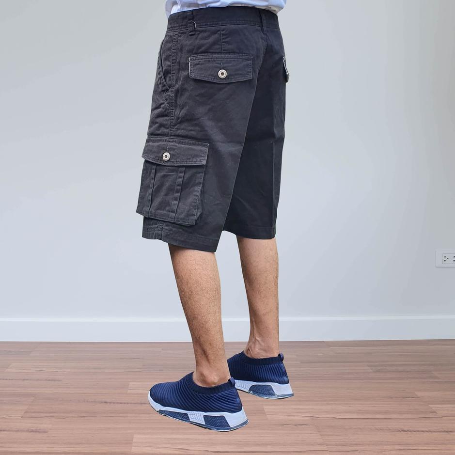 wi⁂Terkini Celana Cargo Pendek Pria Kimpul Cowok Dewasa Distro Casual Hitam Abu Mocca Cream Merk Dov