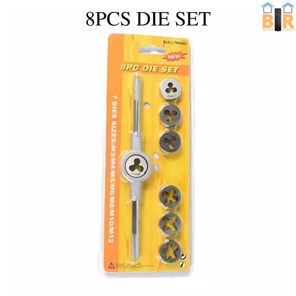 Hand Tap Senai Drat Derat Baut Alat Pembuat Drat Metrik Metric / HandTap Die Set 8PCS M3 - M12 M3 M4 M5 M6 M8 M10 M12