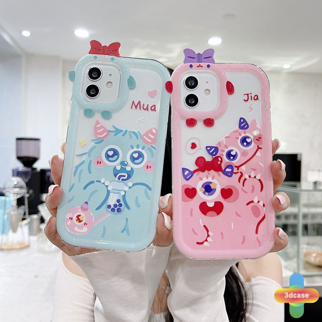 Soft Case Compatible For IPhone 6 7 6S 8 14 Plus XR 11 12 13 14 PRO MAX X XS MAX 11 12 13 Se 2020 6SPlus 7Plus 6Plus 8Plus 14Plus XSMAX Pink Little Monster Transparent Case