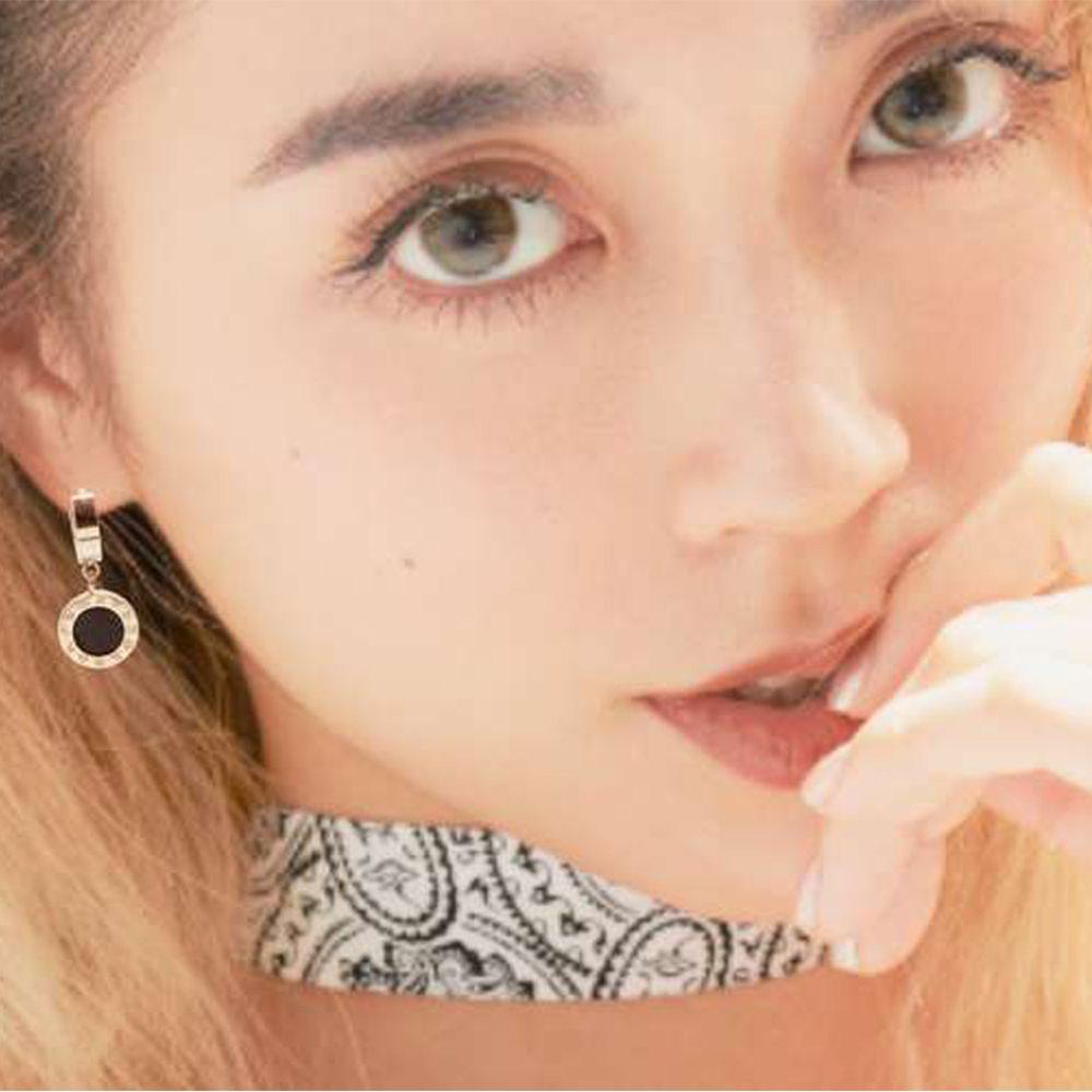 Needway Wanita Anting Trendi Elegan Romawi Digital Zirkon Baja Titanium Kristal Menjuntai Earrings