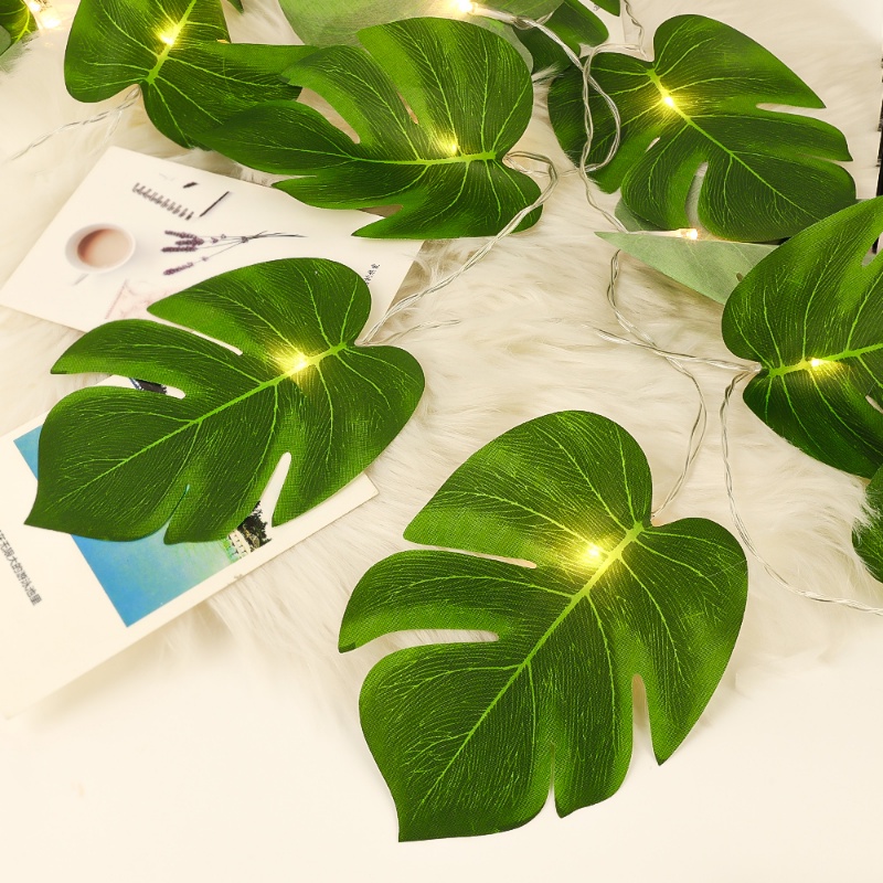 1.5/3meter LED Simulasi Turtle-back Leaf Tropical Leaves Shape Light Strings Tema Safari Anak Pesta Ulang Tahun Dekorasi Kamar Cahaya Rotan