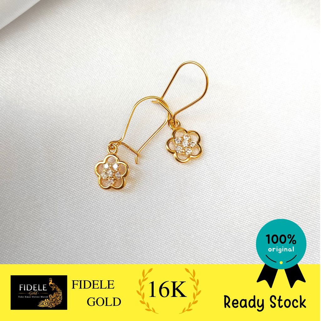 Anting Desi Bunga Permata Anting Simple Mewah Emas asli 700