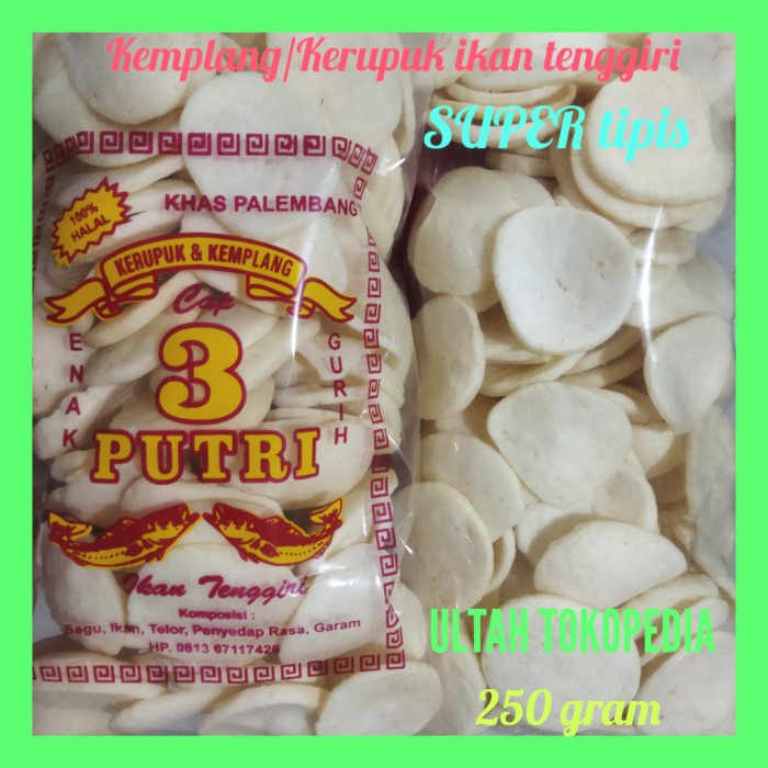 

NEW KEMPLANG/KERUPUK SUPER TiPiS iKAN TENGGiRi cap 3 PUTRi berat 250 grm