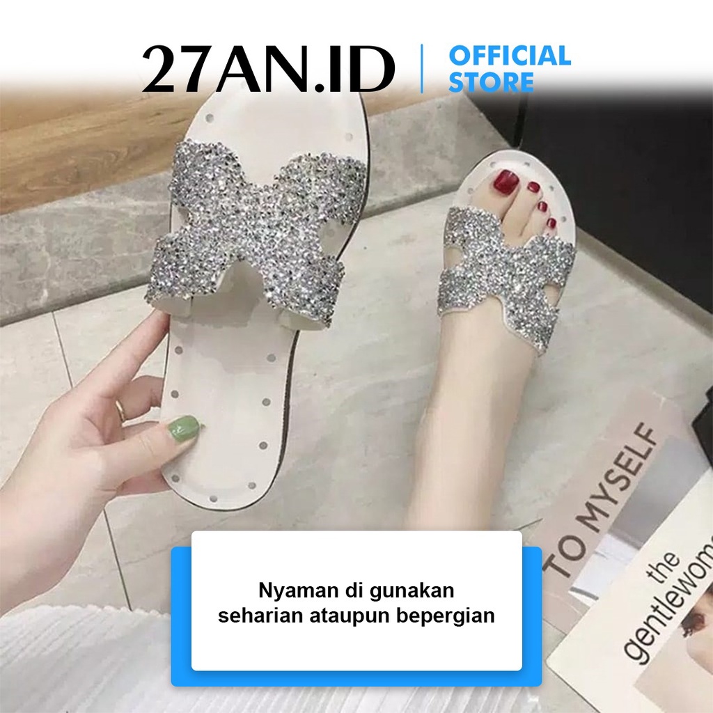 Sandal Wanita SP17  Sandal Slop Motif Manik-Manik Fashion Korea Import Real Pict