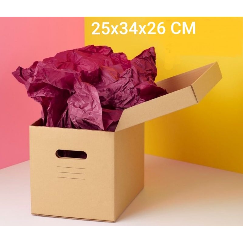 

PAPIS Kotak Karton Box Kardus Dus Tempat Peyimpanan Serbaguna Dengan Tutupan Penutup ukuran 25x34x26cm
