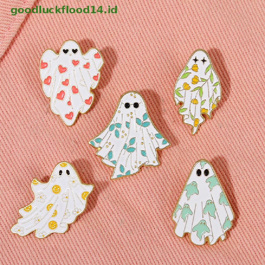 Bros Pin Enamel Desain Kartun Hantu Halloween Untuk Pakaian Ransel Anak