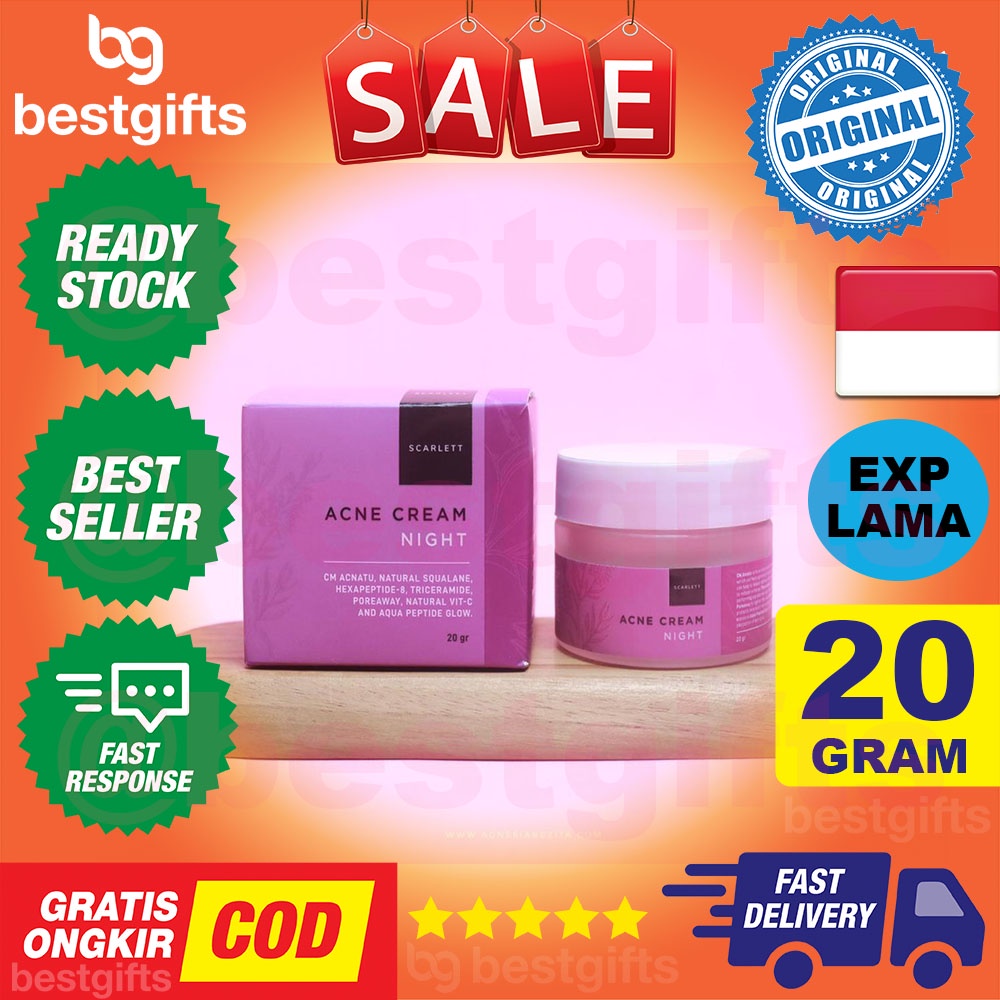 SCARLETT SCARLETT WHITENING ACNE NIGHT CREAM MUKA KRIM WAJAH 20 GRAM