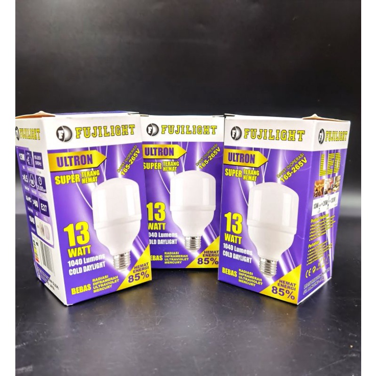 Lampu Led 13w FUJILIGHT ULTRON, warna bolam putih 6500K,garansi 1 tahun, model capsul