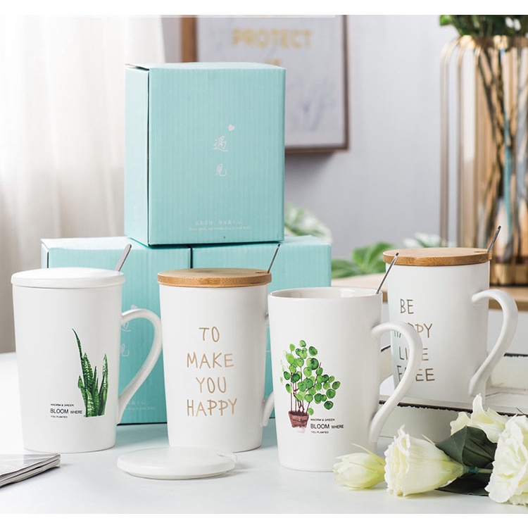 Ceramic Mug Set / Gelas Keramik Cangkir Kopi Teh Hampers Souvenir Kado Word Plant