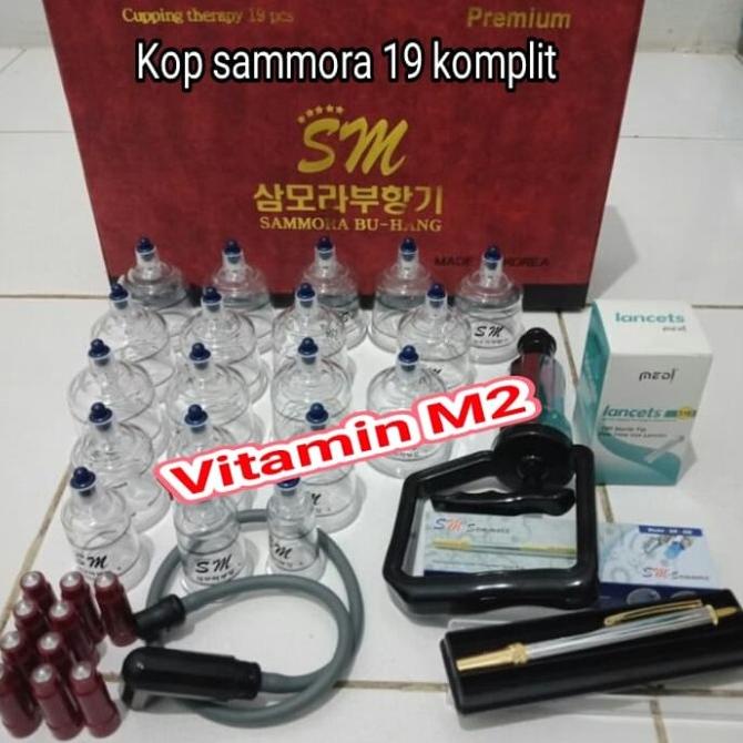 Kop Sammora 19 Komplit Pen Stainless + Jarum Lancet.. Alat Bekam