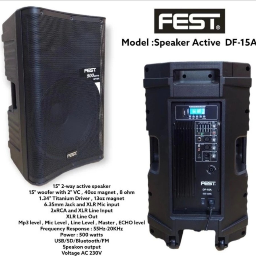 Speaker aktif 15 inch fest Df 15a aktiv df15a 500 watt original