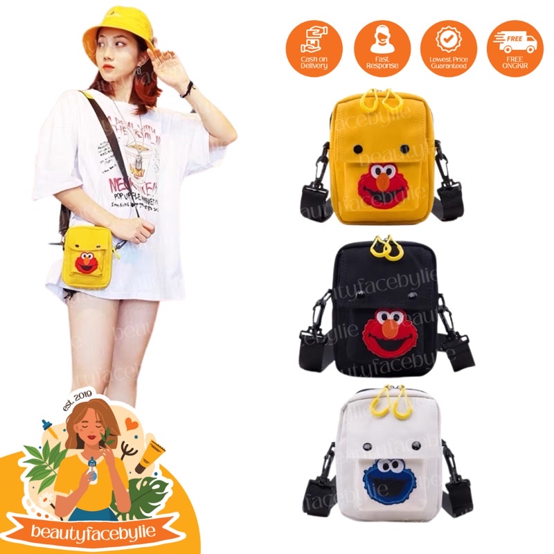 Tas Selempang Canvas Sling Bag Elmo Import