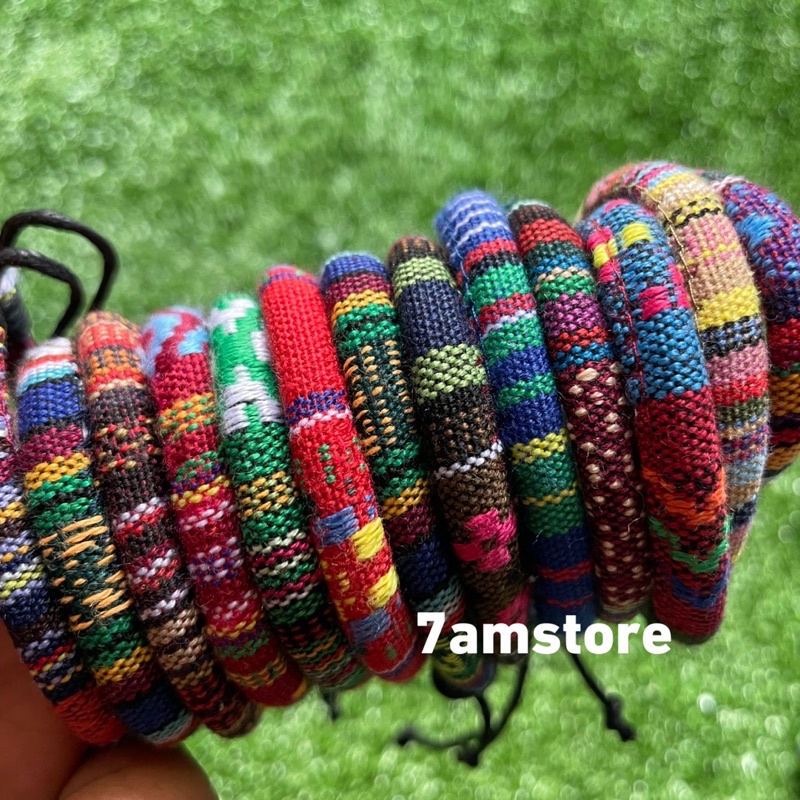 Gelang Tenun Rajut Etnik Songket Motif Kain Warna Unik Lombok