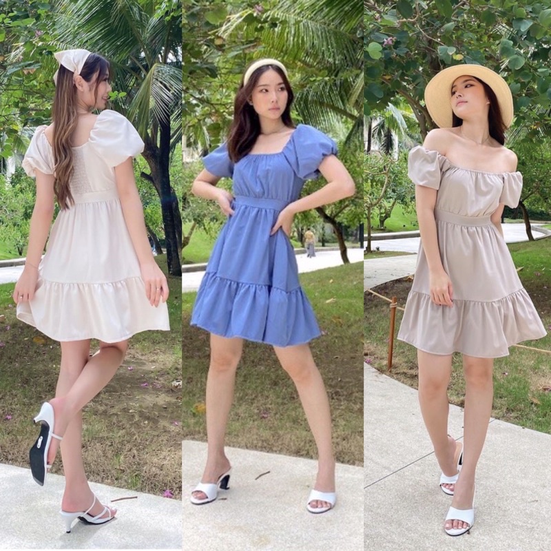 MINJI KOREAN DRESS PUFFY SLEEVE MINI RUFFLES - DRESS FORMAL STRETCHY - DRESS PESTA - MINI DRESS KONDANGAN - DRESS PESTA SEXY - BRIDESMAID DRESS - VINTAGE SUMMER DRESS PANTAI - HADIAH / KADO ULTAH CEWEK