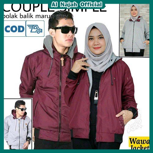 Jaket DC Pria Bolak-balik Bahan Parasut Despo Fleece Navy Abu