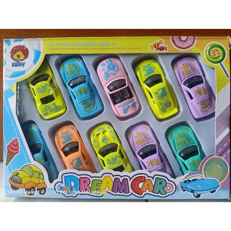 QQ1510Q MAINAN MOBIL SEDAN ISI 10PCS PLASTIK SUPER LUCU / LION DREAM CARS COCOK BUAT HIASAN KUE