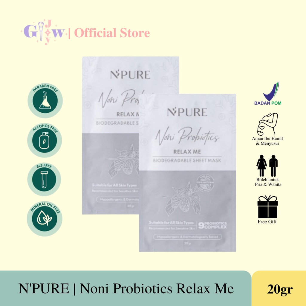 B25 N'PURE noni probiotics sheet mask masker npure murah asli termurah original bpom 20gram salon wajah perawatan kecantikan tubuh mata melembabkan anti aging garis halus kerutan serum essence scrub peel toner pembersih