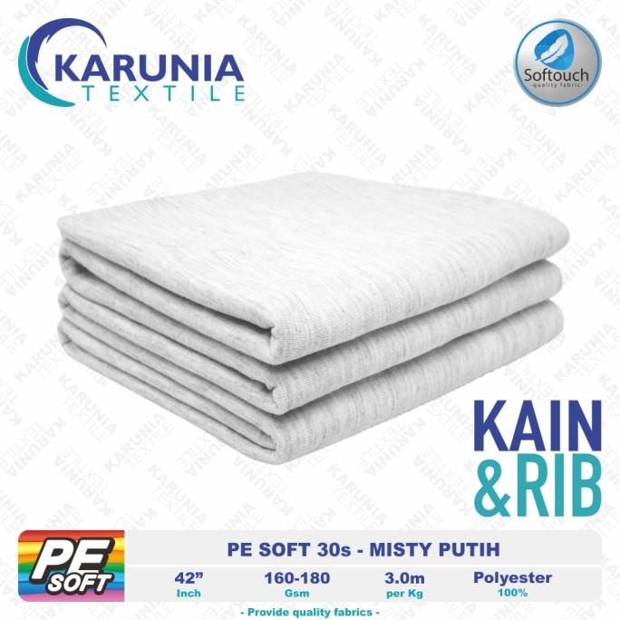 PE Soft 30s | Misty Putih | Kain Kaos + Rib | Karunia Textile