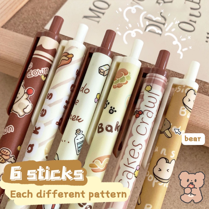 1pc Pulpen Tinta Gel Hitam 0.5mm Desain Kartun Beruang Kawaii Untuk Stationery Sekolah / Kantor