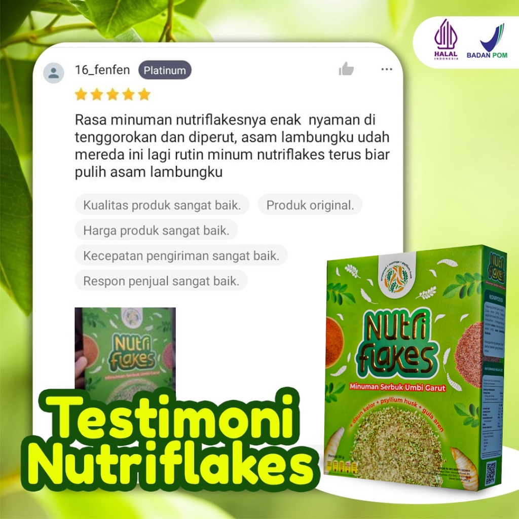 Nutriflakes - Terapi Lambung &amp; Pencernaan Minuman Kaya Serat Solusi DIET, Maag, Asam Lambung Kronis Lancarkan Pencernaan Bantu Turunkan Berat Badan Diet Isi 280gr