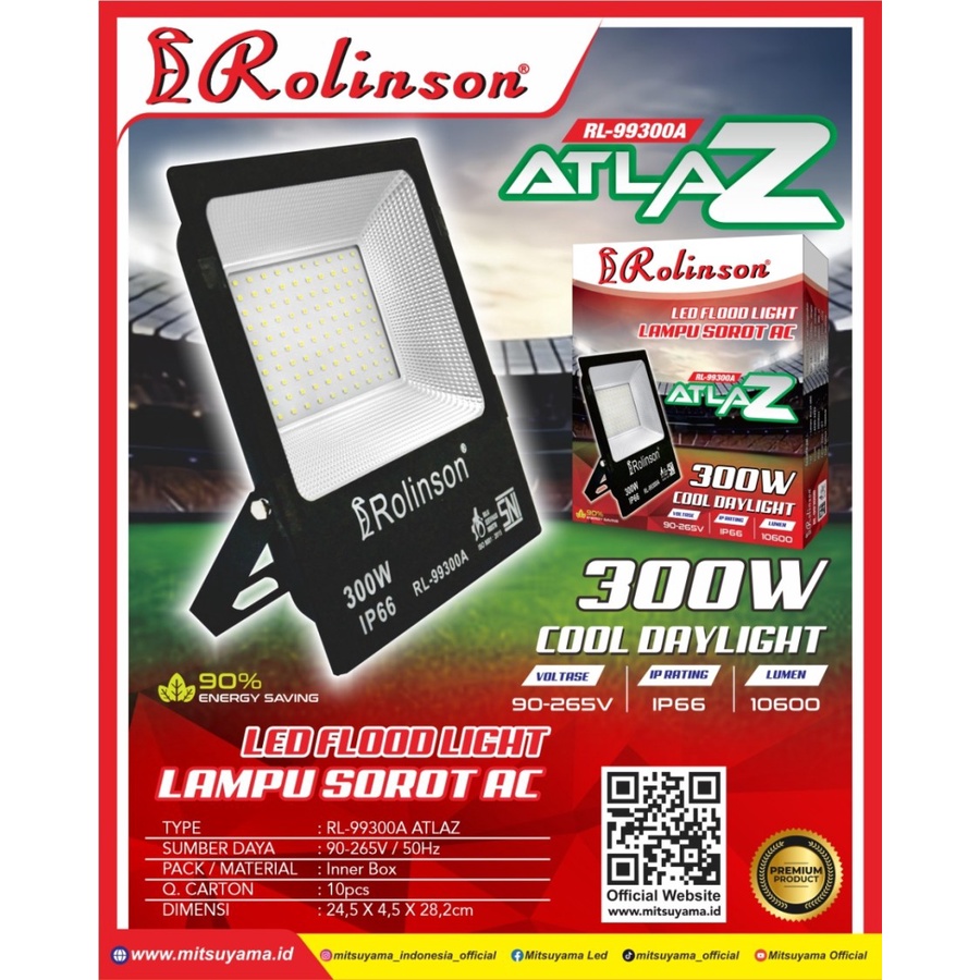 RL-99300A Lampu Sorot AC 300 Watt Rolinson atlaz IP66 Tembak flood led