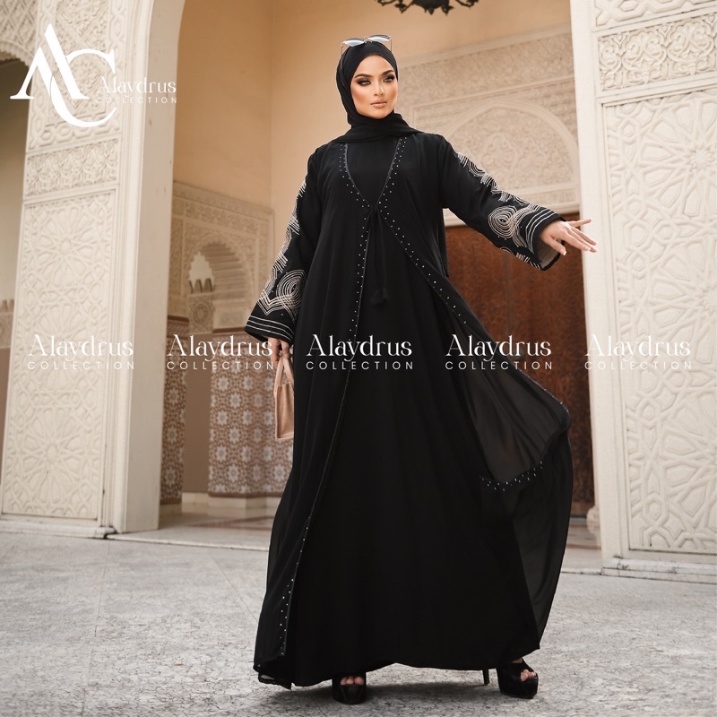 Abaya Bordir Hitam Gamis Saudi Bahan Jetblack Turkey Umroh Dubai 874