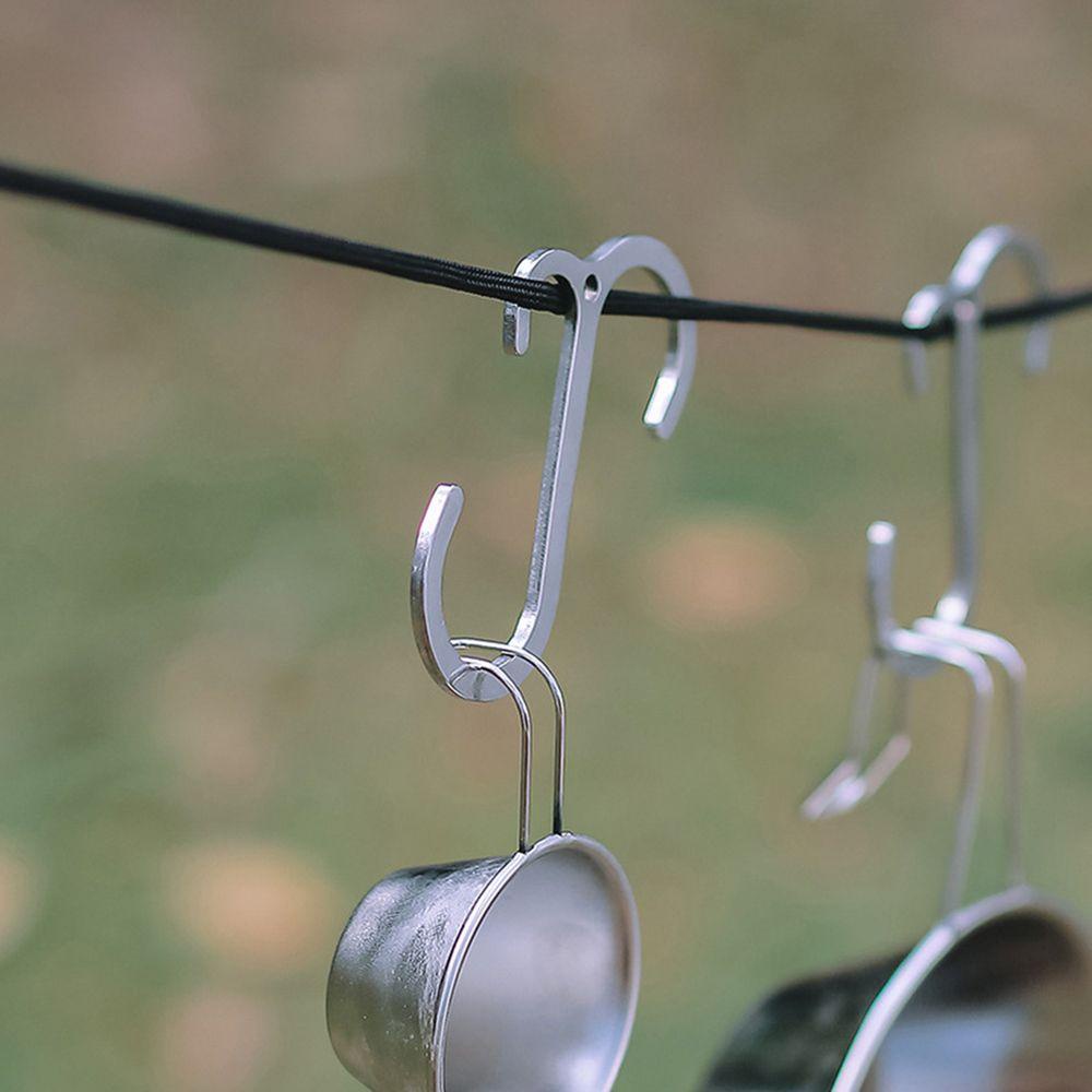 Lanfy Gantungan Hook Portable Ringan Stainless Steel CampingHooks Rak Penyimpanan Berkemah Luar Ruangan Bentuk S Cakar Hook