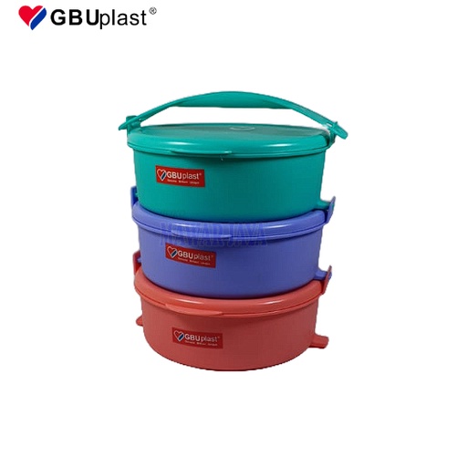 Rantang Plastik Tempat Penyimpanan Makanan Susun 3 GBU PC-002 750 ML