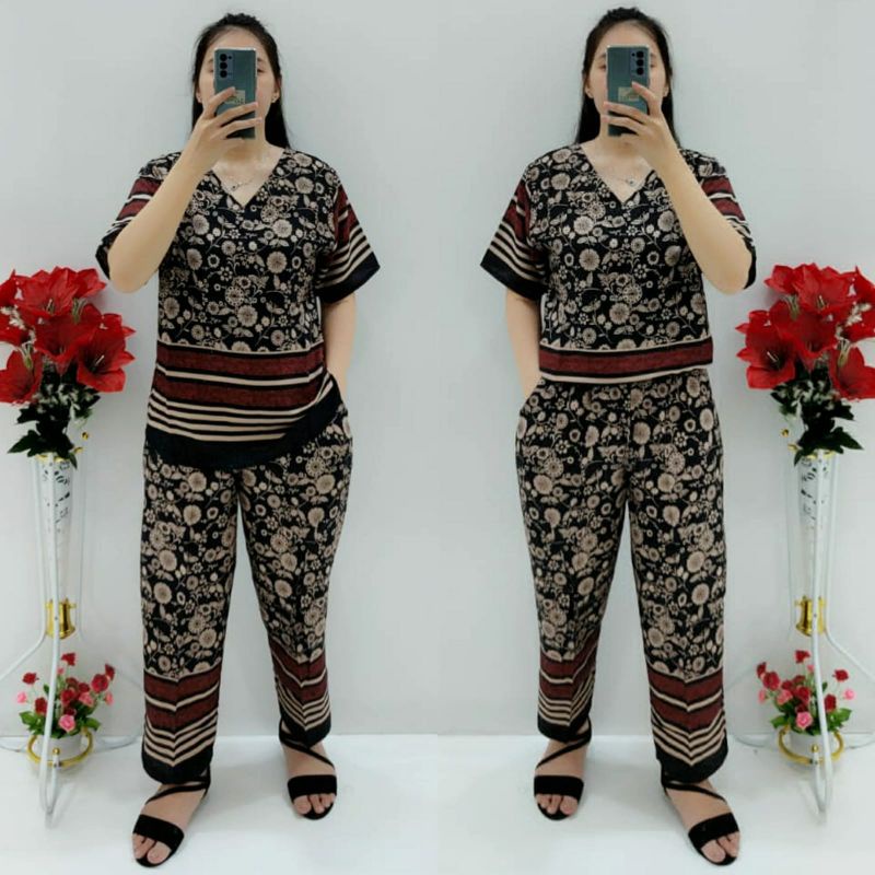 CNC - Trendy Dan Modis Stelan Andin/Stelan Celana Panjang Rayon V Standar XL Dan Jumbo 3XL