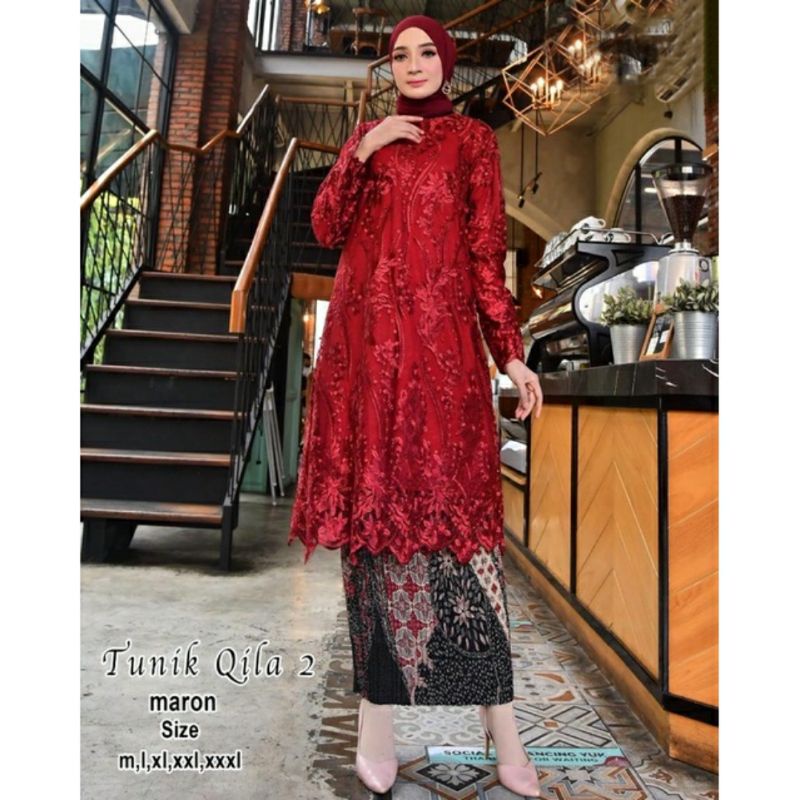 SETELAN KEBAYA TUNIK TULLE  BAJU KEBAYA MODERN  KEBAYA KONDANGAN ROK PRISKET KEBAYA JUMBO