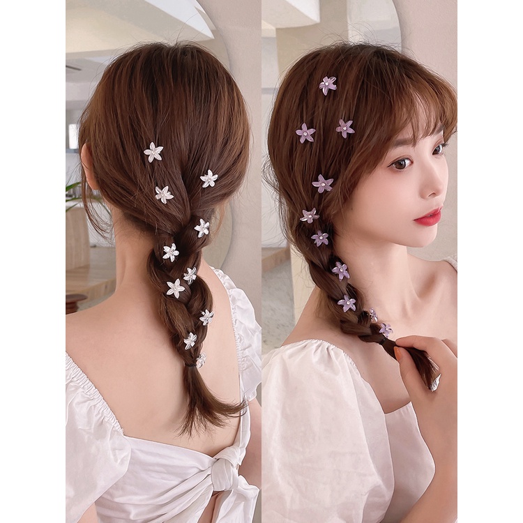 10pcs / Set Jepit Rambut Bentuk Bunga Kecil Gaya Korea Untuk Wanita