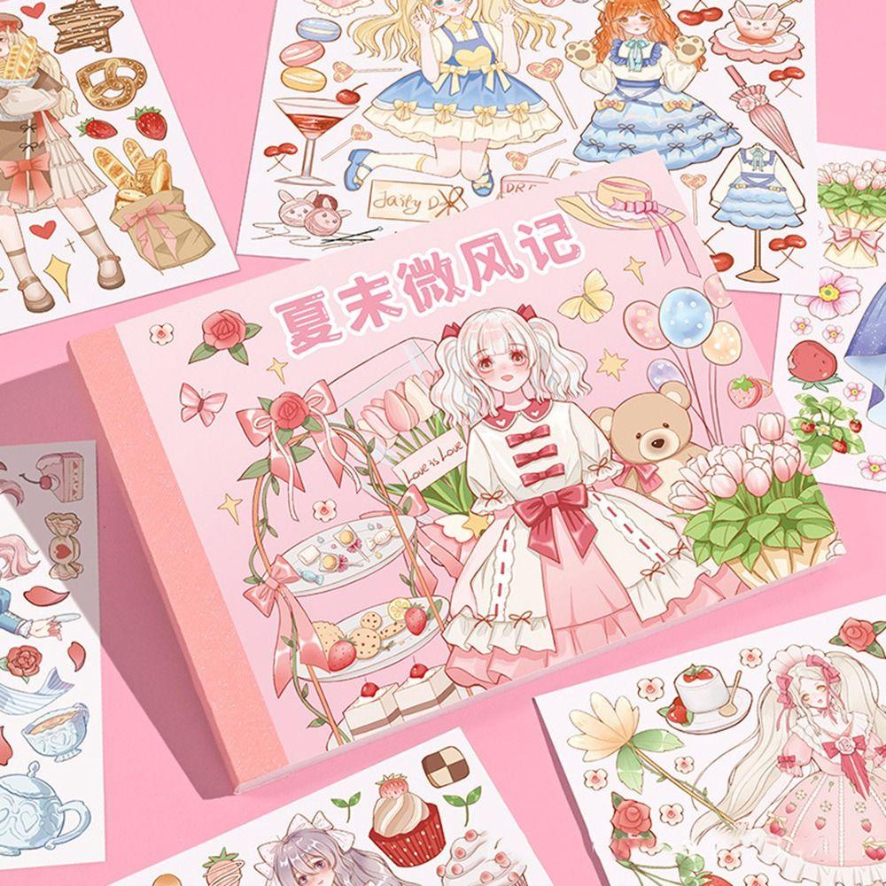 Agustinina Stationery Stiker Buku Gadis Manis Kawaii Tangan Akun DIY Album Foto Perlengkapan Kantor Sekolah Jurnal Sumber Bahan Decals