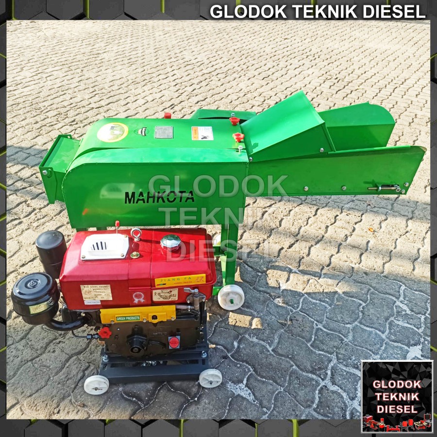 MESIN PENCACAH RUMPUT RANTING MAHKOTA + DIESEL 8 PK ELEKTRIK STARTER