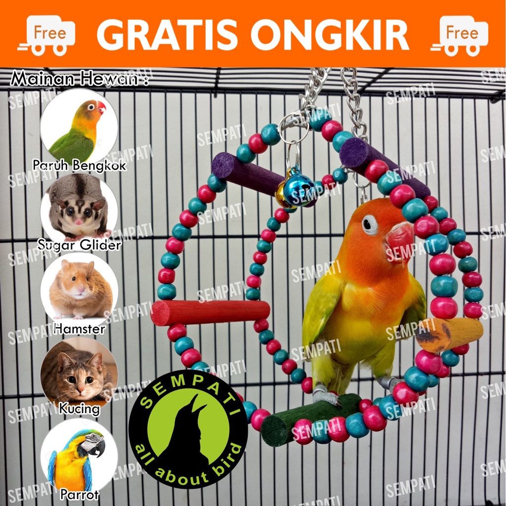 OCTAGON KAYU PANJAT MAINAN AYUNAN BURUNG LOVEBIRD PARKIT FALK NURI MAINAN SUGAR GLIDER HAMSTER OCTAJ