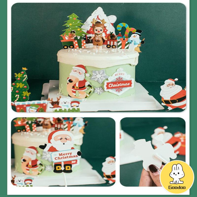 1 Set 7 Styles Topper Kue Desain Merry Christmas Bahan Akrilik Untuk Dekorasi Natal -Doo