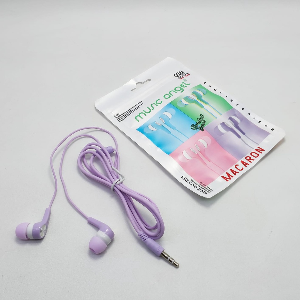 Handsfree Headset Music Angel Macaron Mate Color Hifi Extra Bass Earphone QP-006