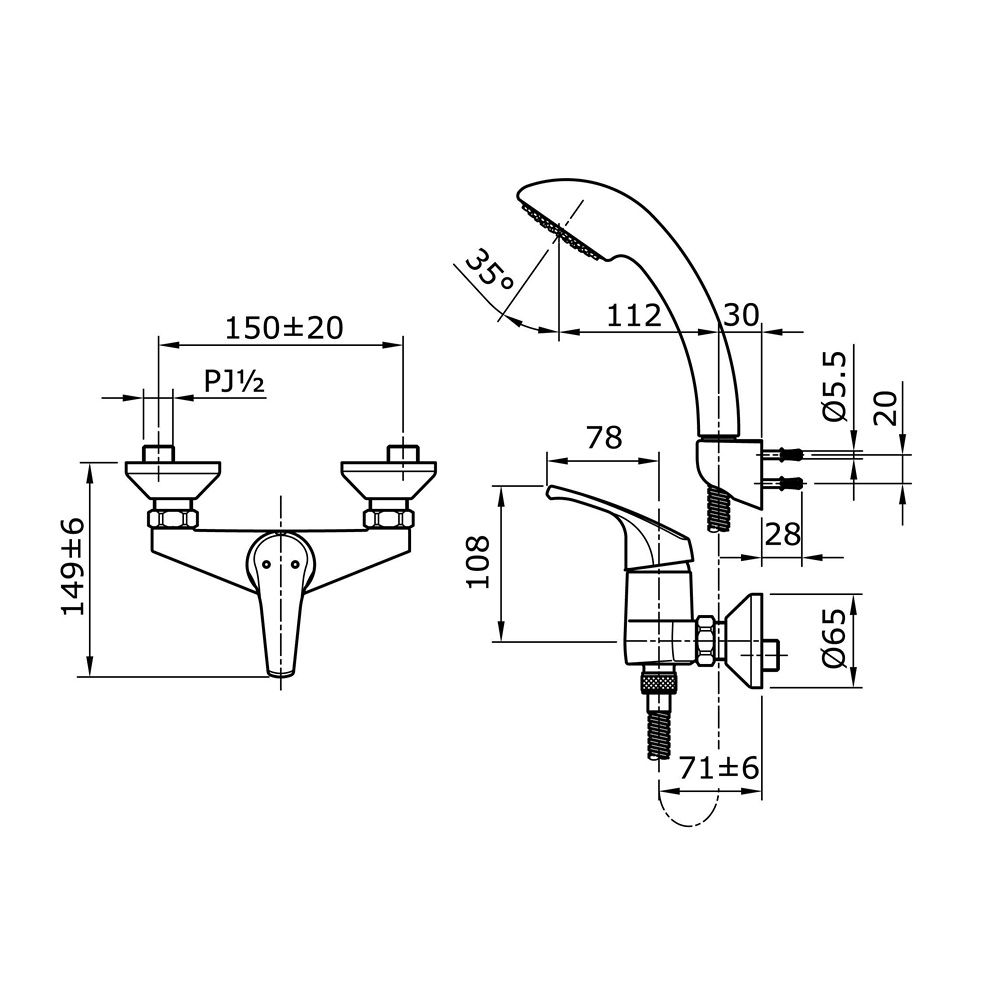 Single lever shower set TOTO TX433SD