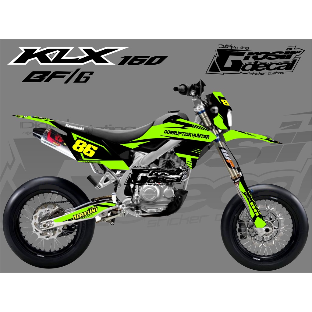 Decal Stiker KLX BF 150 KLX 150 BF Hijau Stabilo Full Body