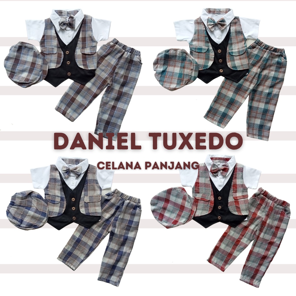 setelan jas anak laki laki baju kondangan anak cowok baby tuxedo anak 1 2 3 tahun setelan vest dasi balita DANIEL TUXEDO CELANA PANJANG