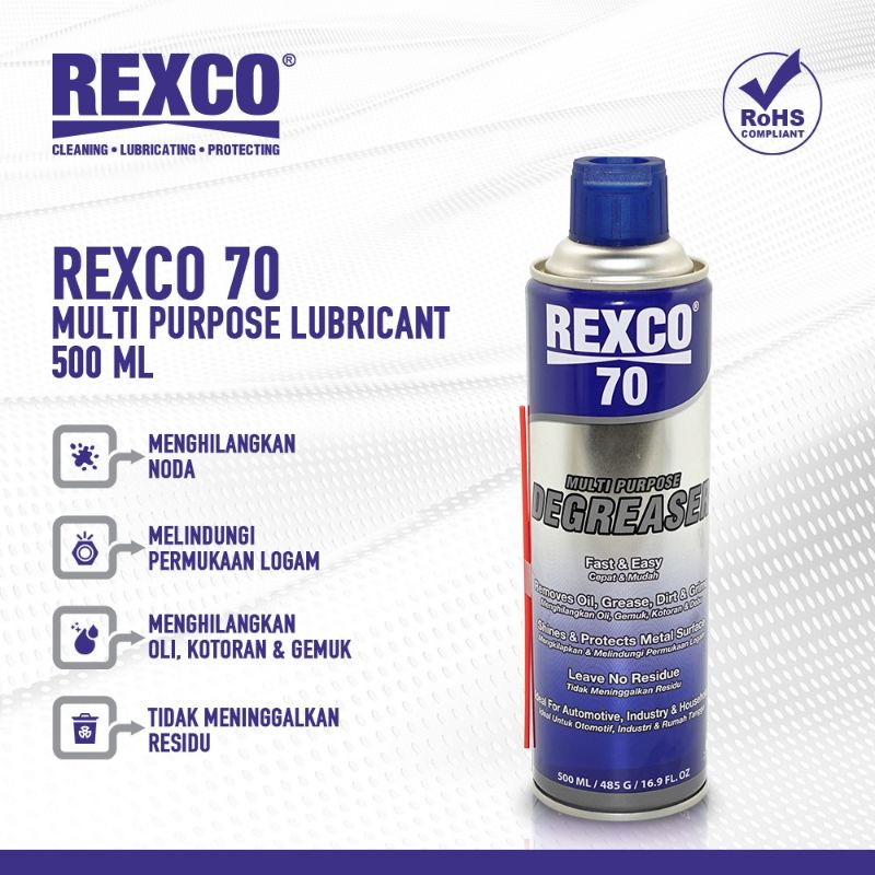 REXCO 70 MULTI PURPOSE DEGREASER pembersih kotoran pada blok mesin motor mobil dan mesin industri 500 ml anti karat