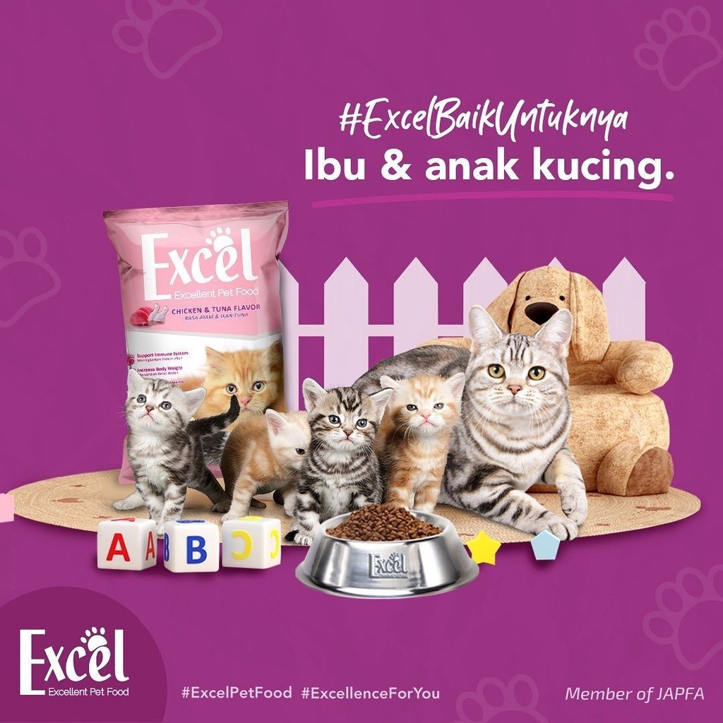 Excel Ikan Tuna dan Mother Kitten Makanan Kucing Murah FEFARM