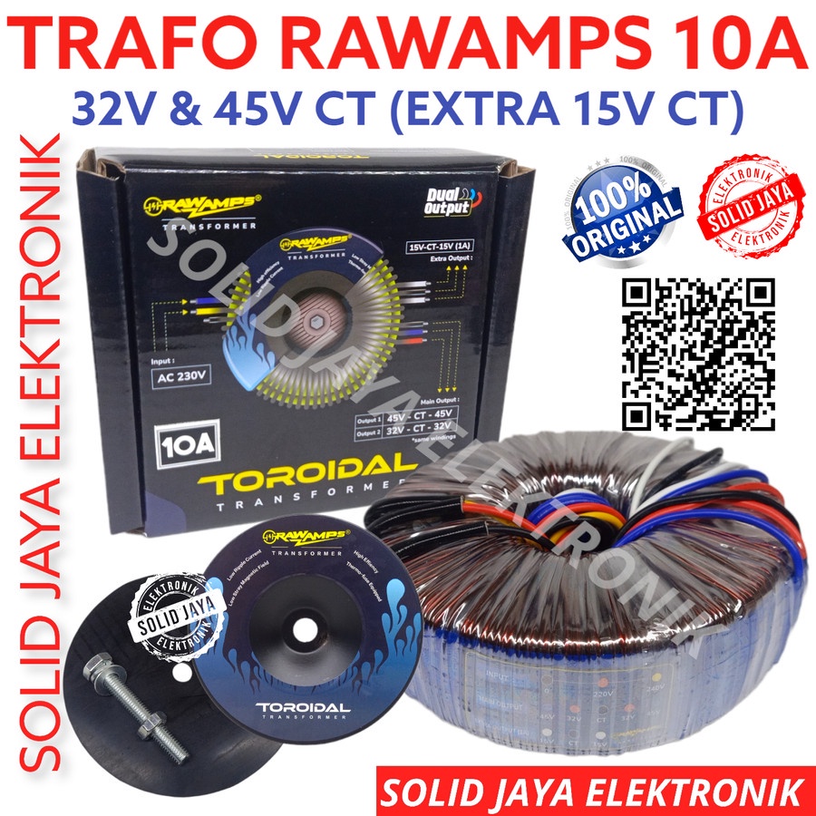 TRAFO DONAT 10A 32V 45V CT RAWAMPS TRAVO TOROID TOROIDAL TRANSFORMER RAW AMPS 10 AMPER CT 32 45 V VO