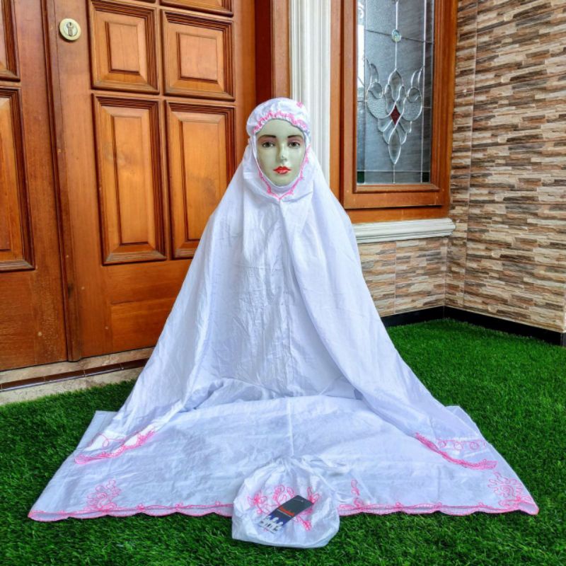 MUKENA BAROKAH PARASUT TRAVELING TERUSAN PUTIH DEWASA REMAJA