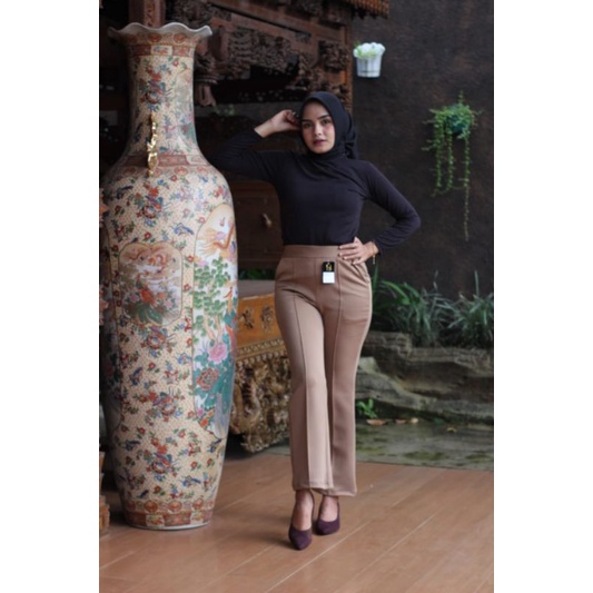 3A Fashion - Celana Cutbray List Big Size High Waist Scuba Premium Pinggang Full Karet