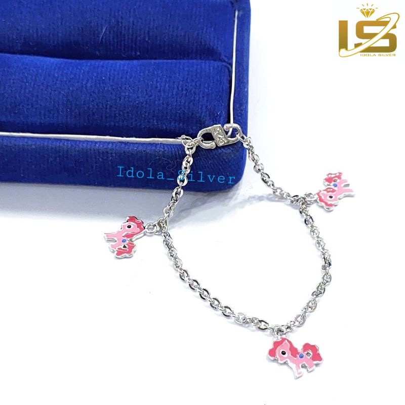 GELANG ANAK/BAYI PERAK ASLI 925 SILVER LAPIS EMAS PUTIH KARAKTER KUDAPONI