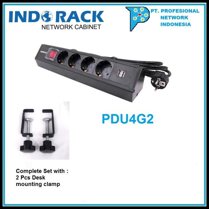 Indorack Pdu4G2 Desktop Pdu 4Outlet Germany & 2 Usb Port 2.1A