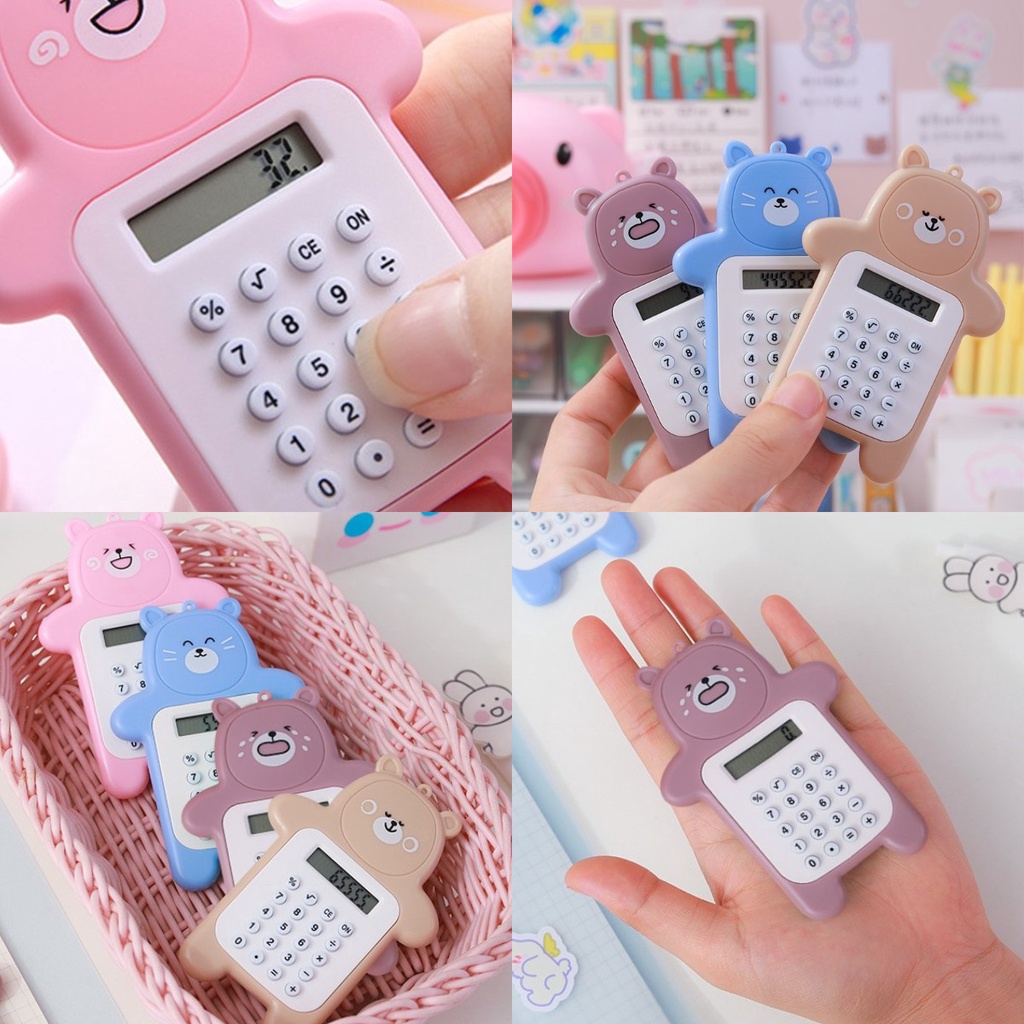 

[COD]Calculator Mini Motif Bear Kalkulator 8 Digit Mini Portable Motif Beruang Tombol Karet Sekolah Stationary Import Warna Unik Kalkulator-YES