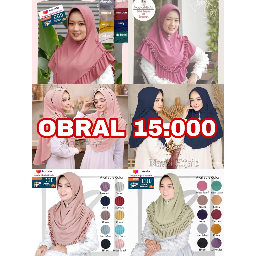 OBRAL 15000 KERUDUNG BERGO CUCI GUDANG KONDISI BARU DAN BAGUS NAYLA HIJA'B