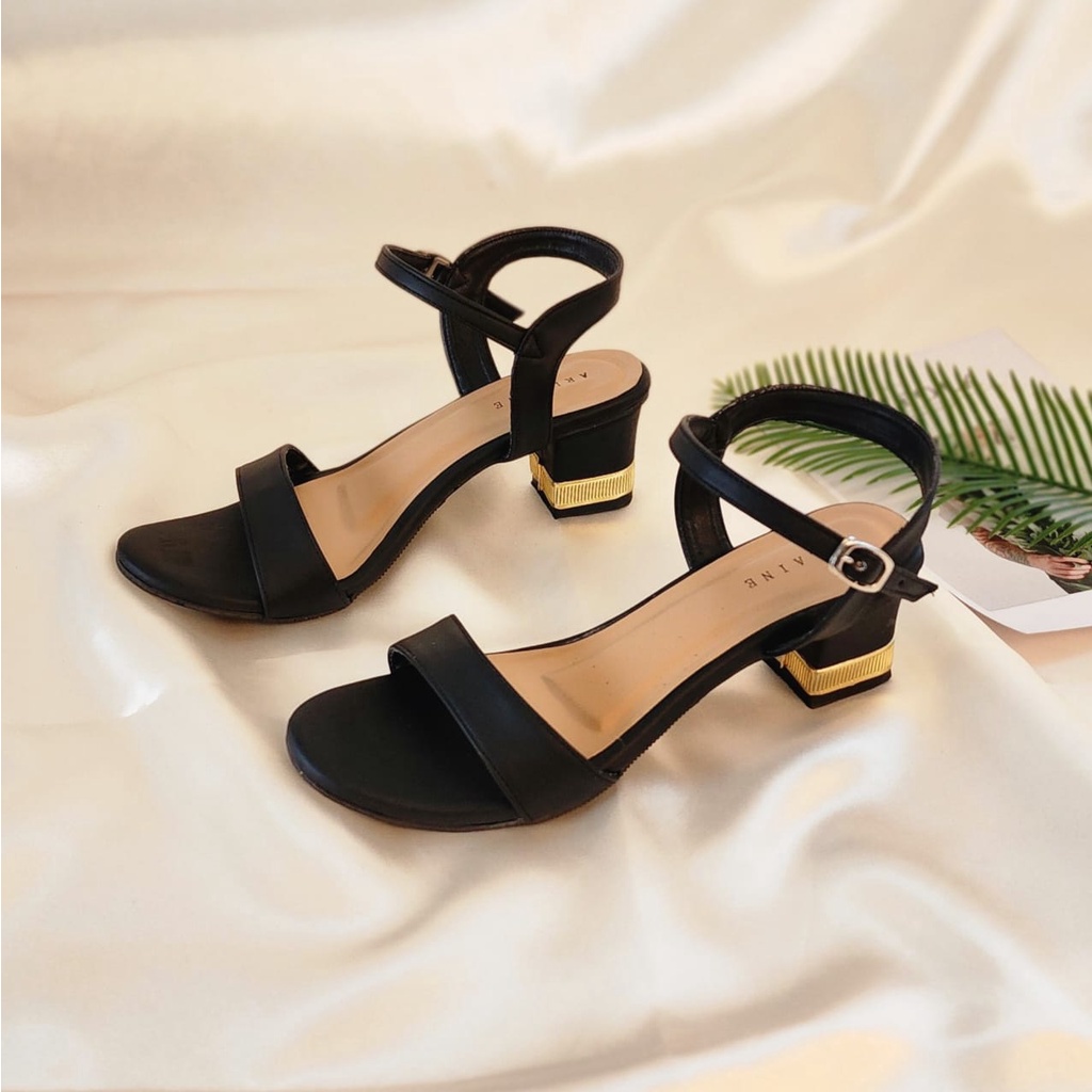Arlaine - NEW Listy Sandal Heels Wanita / Heels Tali / Heels 5cm / High Heels Wanita [Hitam]