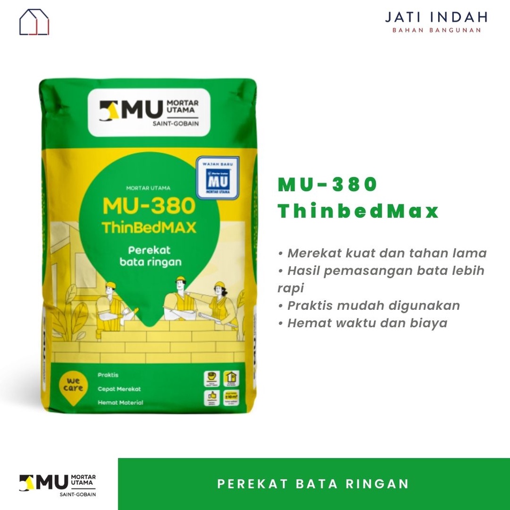 MU 380 Perekat Bata Ringan / Lem Hebel / Mortar Utama ThinBed Max / Semen Hebel
